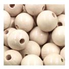 Conta Bola Madeira 23mm C/ Brilho e Furo 40 Peças Artesanato