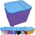 Container Porta Ração Canister Plástico com Tampa Azul Protege Conserva Furacão Pet 15 Kg Roxo com Tampa Azul