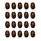 Contas Bola Azeitona Madeira 15mm Com Furo e Brilho 50 Peças - Marrom Escuro