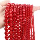 Contas De Pedra Coral Vermelho Redondas Soltas Para DIY, Acessórios Para Fazer Joias, Charms,