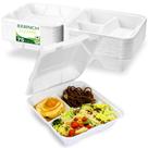 Contêineres Clamshell To Go BIRCHIO 75, pacote com 3 compartimentos, 20x20cm
