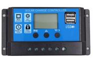 Controlador de Carga Solar 30A LCD 12V/24V C/ USB C/ Ajustes - DGTEC