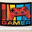Controlador de jogos Tapestry Wall Hanging Gamer Red Yellow