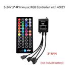 Controlador RGB de música com controle remoto, IR, Microfone embutido, Sensor de som para 5050 SMD, Fita LED Strip, DC 1
