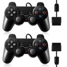 Controle para PS2 HaeBorl com Fio, Vibração Dupla, Kit com 2 Unidades