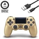 Controle PS 4 Dualshock 4 Original Sony Dourado Ouro + Cabo
