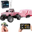 Controle remoto Mini Monster Truck em escala 1:64 com luzes rosa