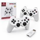 Controle Sem Fio Bluetooth Duplo para Celular Android Smart TV PC Receptor USB 2.4GHz Gamepad Branco Recarregável Alta Precisão Controle Sem Fio Bluetooth Duplo para Celular Android Smart TV PC Receptor USB 2.4GHz Gamepad Branco Recarregável Alta Precisão