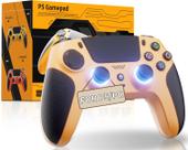 Controle sem fio CAWOOSOO PS5 PC amarelo com RGB e resposta tátil