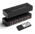 Conversor AV para HDMI de 8 portas Dingsun 1080p com controle remoto