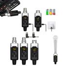 Conversor Microfone Sem Fio Uhf 1 Transmissor 2 Receptor 48v Preto E Prata