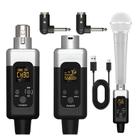 Conversor Microfone Sem Fio Uhf Transmissor Receptor 48v Preto e prata