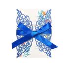 Convite de casamento feito na moda em azul cortado a laser com envelopes 50 unidades Convite de casamento feito na moda em azul cortado a laser com envelopes 50 unidades