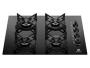 Cooktop 4 Bocas a Gás GLP Electrolux Mesa de Vidro Preto Acendimento Automático Efficient KE4GR