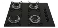 Cooktop 4 bocas Ultra Chama Acendimento automatico Bivolt 127 220v Preto Chamalar