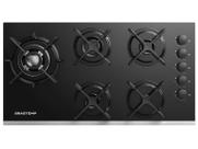 Cooktop 5 Bocas a Gás GLP Brastemp Mesa de Vidro Quadrichama Black Inox Eclipse Collection BDD86AP