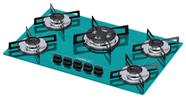 Cooktop 5 bocas Chamalux tripla chama Bivolt Verde Agua