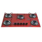 Cooktop 5 bocas Ultra Chama 127 220v Marmorizado Vermelho Bivolt