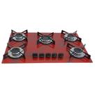Cooktop 5 bocas Ultra Chama 127 220v Marmorizado Vermelho