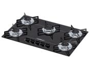 Cooktop 5 bocas ultra chama preto gas natural chamalux