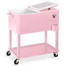 Cooler Cart Best Choice Products em aço 80L com caixa de gelo rosa
