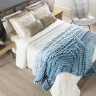 Coordenado Cobre Leito e Cobertor Fluflu Queen Ultrasoft Alto Relevo Dupla Face - Azul - 100% Poliéster