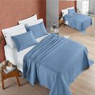 Coordenado Cobre Leito e Lençol Divino King 7 Pçs - Azul - 100% Poliéster
