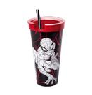 Copo 2 em 1 com canudo e compartimento 540ml Homem Aranha Plasútil