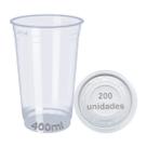 Copo 400ml com tampa descartável liso 200 unid chopp suco
