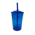 Copo 750ml c/tampa e canudo azul
