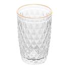 Copo alto de vidro com fio de ouro bico de abacaxi 330ml