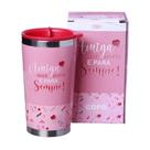 Copo Amiga Desde Sempre Semi-térmico Rosa 400ml Com Tampa Para Viagem - Zona Criativa
