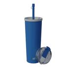 Copo asobu Ocean Stainless Steel 800mL com tampa de palha azul
