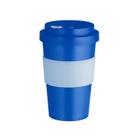 Copo Azul Sustentável RPET 400ml Reutilizável Tampa com Vedação e Anel Antiderrapante de Silicone ao Redor