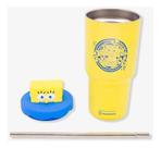 Copo bob esponja com canudo inox e desenho do personagem