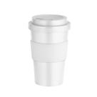 Copo Branco Sustentável RPET 400ml Reutilizável Tampa com Vedação e Anel Antiderrapante de Silicone ao Redor