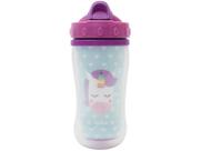 Copo buba parede dupla com canudo de silicone animal fun unicornio 320ml tampa antivazamento