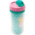 Copo buba parede dupla com canudo silicone animal fun girafa 320ml tampa antivazaento