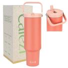 Copo Cafezi de 50 onças com alça, garrafas de água de aço inoxidável com canudo giratório e alça superior, à prova de vazamentos, sem suor, resfriado por 30 horas, cabe no porta-copos, copos isolados a vácuo para casa e escritório