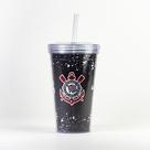 Copo Canudo Meu Coração é Preto e Branco Corinthians Oficial