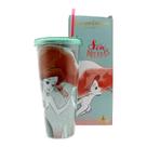Copo canudo princesa ariel com glitter Copo canudo princesa ariel com glitter