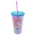 Copo canudo sereia ariel 450ml - disney