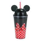 Copo Canudo Tampa Laço Minnie Mouse 450ml Disney