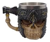 Copo Caveira Medieval 400ml Resina E Metal Para Decoração