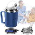 Copo com canudinho AKIMRABY Adult 414 ml à prova de derramamento com azul palha
