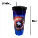 Copo com canudo 2 em 1 capitão america 540ml - plasutil