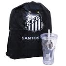Copo com canudo 550ml e mochila tipo saco - santos