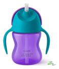 Copo com Canudo Curvado Roxo/Ciano Dinossauro 200ml (9 meses +) - Philips Avent ORIGINAL - Cor única