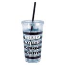 Copo com Canudo Drink 600ml - Preto
