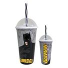 Copo Com Canudo e tampa 500 ML Infantil Batman Plasutil aniversário festa lembrancinha